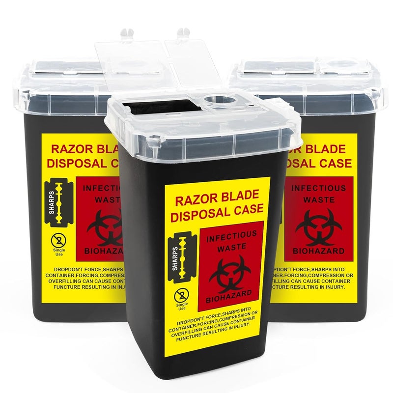 MITINU Black 3Quart (3 Pack) Sharps Container for Home Use, Needle Disposal Containers, Biohazard Containers, Syringe Disposal, Small Portable Container for Travel, Professional Sharp Waste Disposal - Image 1
